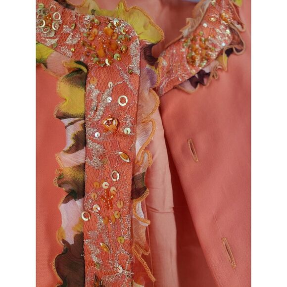 Rare Louise Ricci Embellished Beaded Sequin Button-Up Jacket Size 12 Fall Formal - Picture 2 of 12